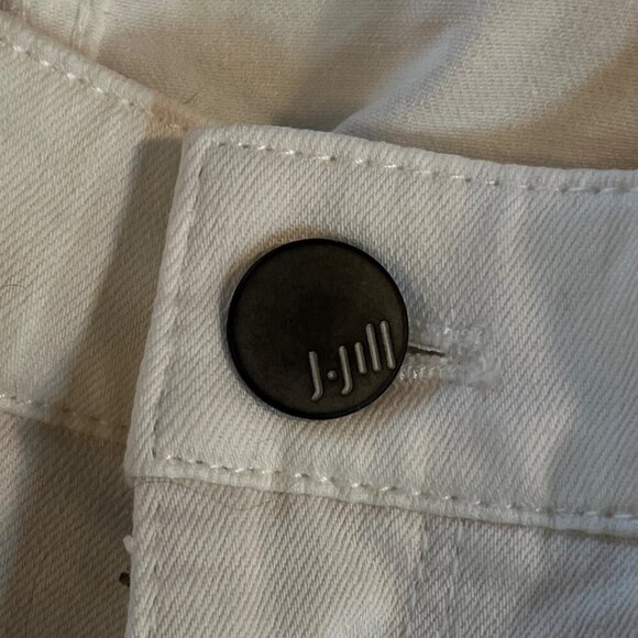 J Jill Womens White Denim Pants Smooth Fit Straight Leg Size 12 Petite 5 Pockets - Picture 4 of 8